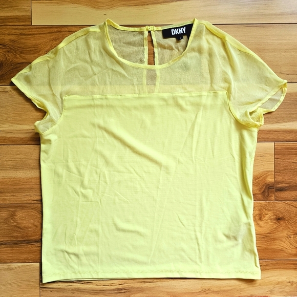 Neon yellow DKNY sheer top - Picture 1 of 3